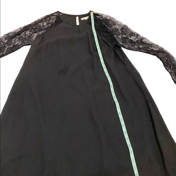 Everly Black A-Line Dress With Long Floral Lace Sleeves, Size Medium - Picture 7 of 12